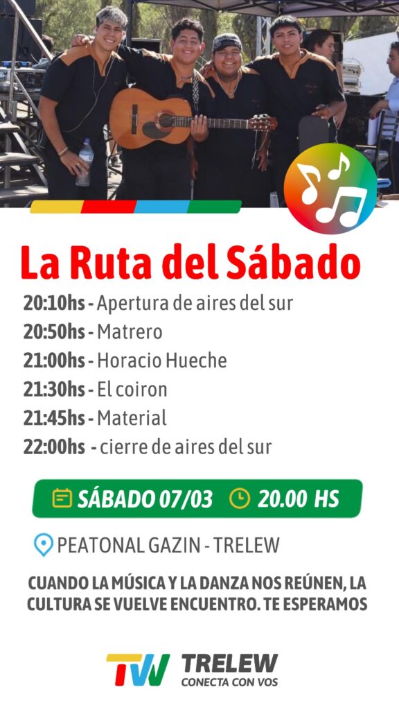La Ruta del Sábado presenta a Aires del Sur en la peatonal Gazín