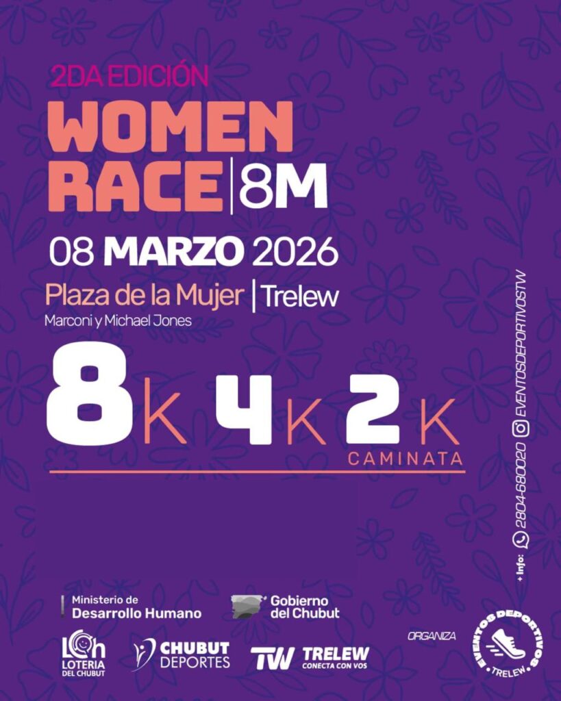 Trelew: Todo listo para la segunda edición de la Women Race 8M en la Plaza de la Mujer