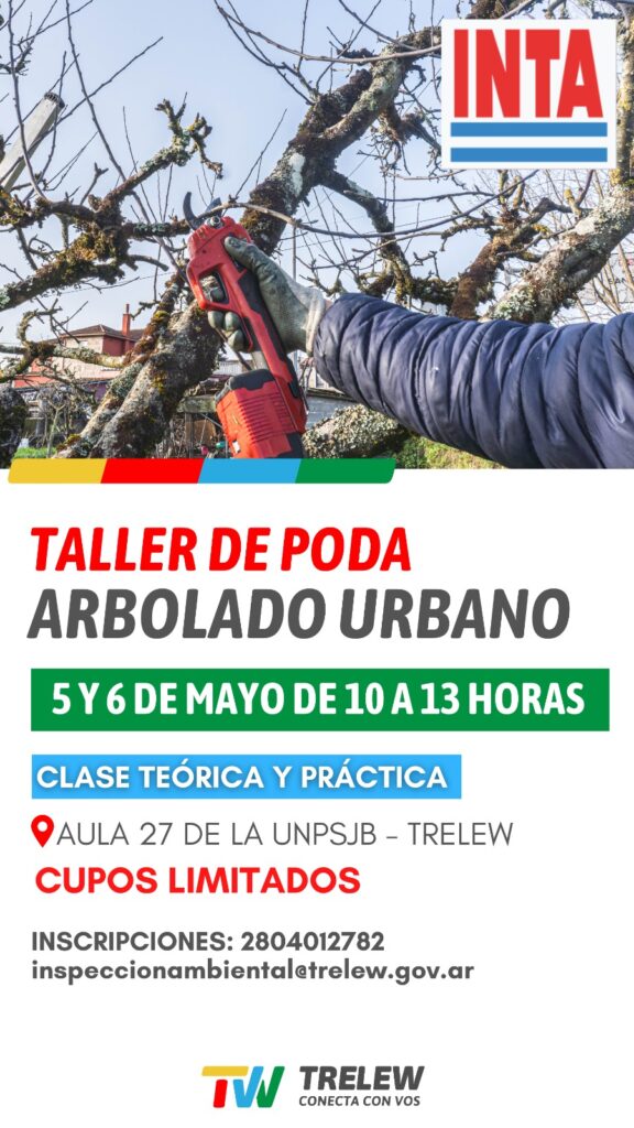 El Municipio de Trelew abre inscripciones para taller de poda de arbolado urbano