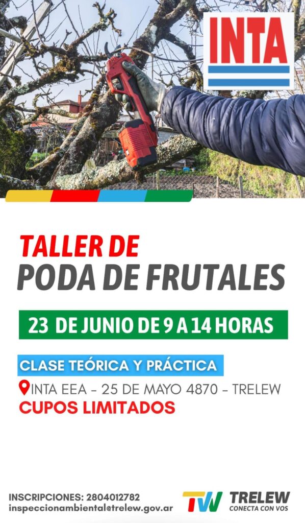 El Municipio de Trelew e INTA abren inscripciones para taller de poda de frutales