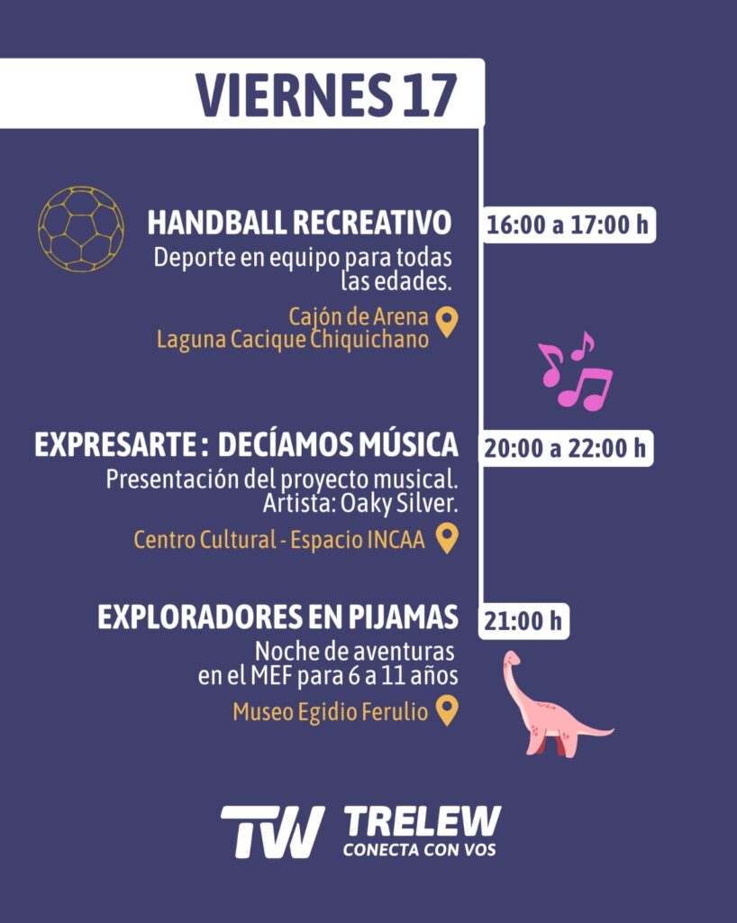 Vacaciones de Invierno: Trelew ofrece este viernes una amplia agenda de actividades para disfrutar en familia