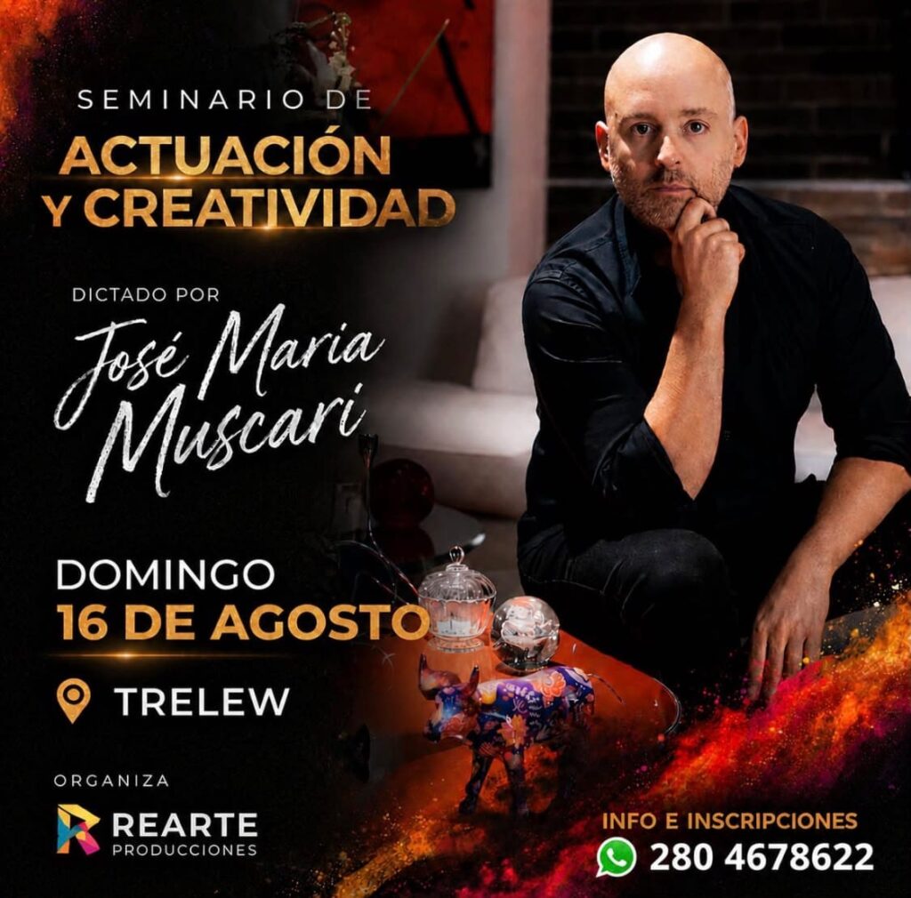 José María Muscari brindará un seminario de actuación y creatividad en Trelew