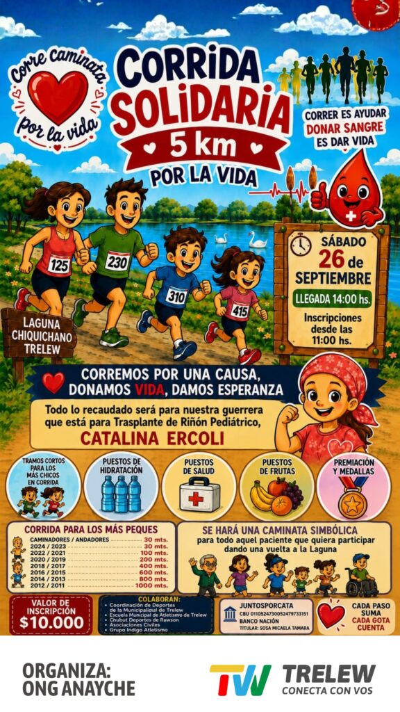 El Municipio de Trelew acompaña la Corrida Solidaria “Por la Vida”