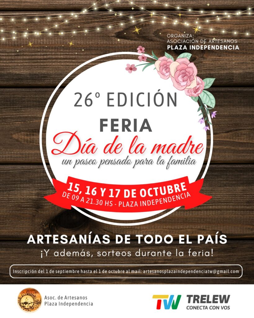 Trelew inaugura este jueves una nueva edición de la Feria de Artesanos “Día de la Madre”